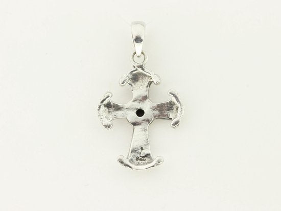 Bewerkte zilveren kruishanger met 18k gouden decoratie afbeelding 3