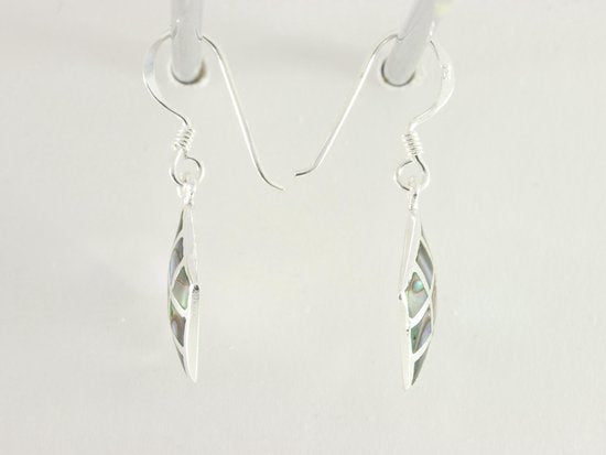 Ruitvormige zilveren oorbellen met abalone schelp afbeelding 2