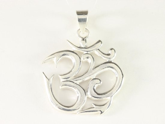 Grote zilveren ohm hanger afbeelding 1