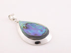 Grote druppelvormige zilveren hanger met abalone schelp afbeelding 4