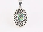 Ovaal opengewerkt zilveren medaillon met abalone schelp afbeelding 4