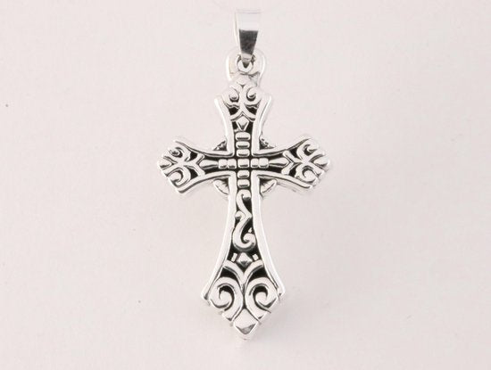 Fijne bewerkte zilveren kruishanger afbeelding 4
