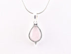 Bewerkte zilveren hanger met rozenkwarts aan ketting afbeelding 1