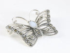 Zilveren vlinder broche met parelmoer en marcasiet afbeelding 2