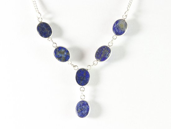 Fijne zilveren ketting met lapis lazuli afbeelding 3
