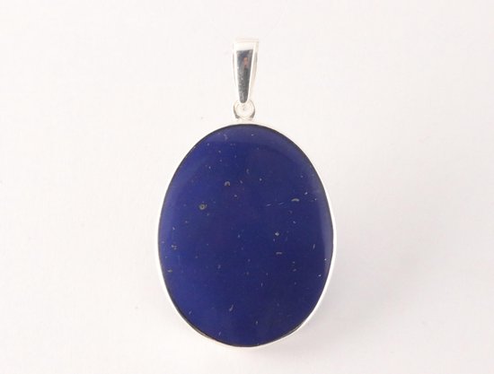 Ovale zilveren hanger met levensboom op lapis lazuli afbeelding 3