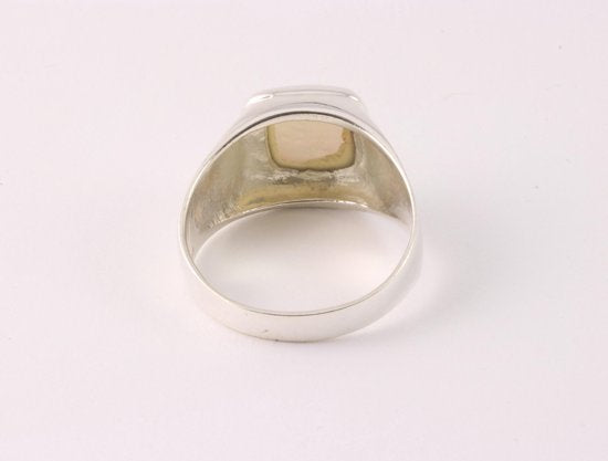 Zilveren zegelring met parelmoer afbeelding 3