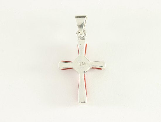 Fijne zilveren kruishanger met carneool en marcasiet afbeelding 4