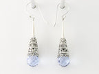 Bewerkte zilveren pegeloorbellen met aquamarijn afbeelding 2