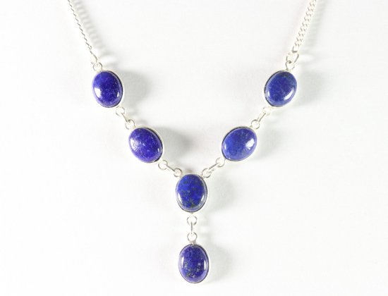 Fijne zilveren ketting met lapis lazuli afbeelding 1