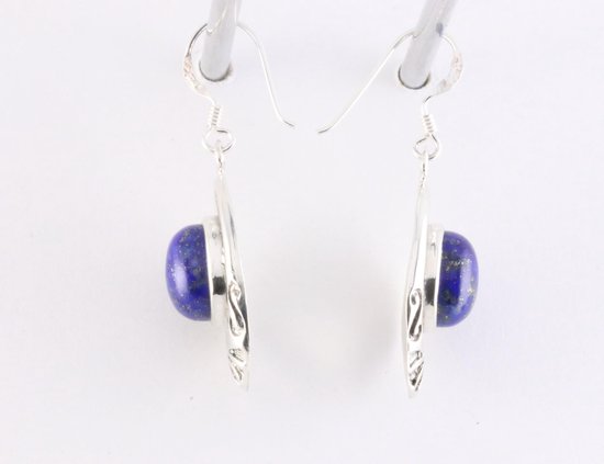 Opengewerkte zilveren oorbellen met lapis lazuli afbeelding 2