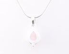 Bewerkte zilveren hanger met rozenkwarts aan ketting afbeelding 2