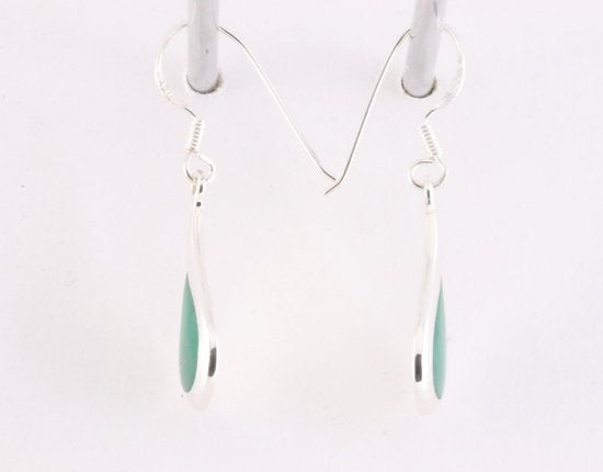 Druppelvormige zilveren oorbellen met groene agaat afbeelding 4