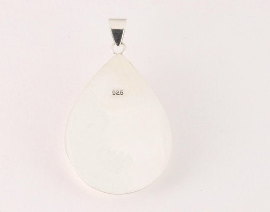 Grote druppelvormige zilveren hanger met abalone schelp afbeelding 2