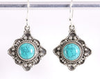 Bewerkte zilveren oorbellen met turkoois afbeelding 1