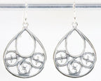 Opengewerkte druppelvormige zilveren oorbellen afbeelding 1