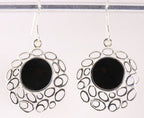 Grote opengewerkte zilveren oorbellen onyx afbeelding 1
