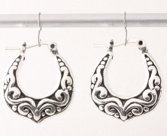 Fijne bewerkte zilveren oorringen afbeelding 1
