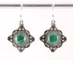 Bewerkte zilveren oorbellen met malachiet afbeelding 1