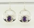 Ronde opengewerkte zilveren oorbellen met amethist afbeelding 5