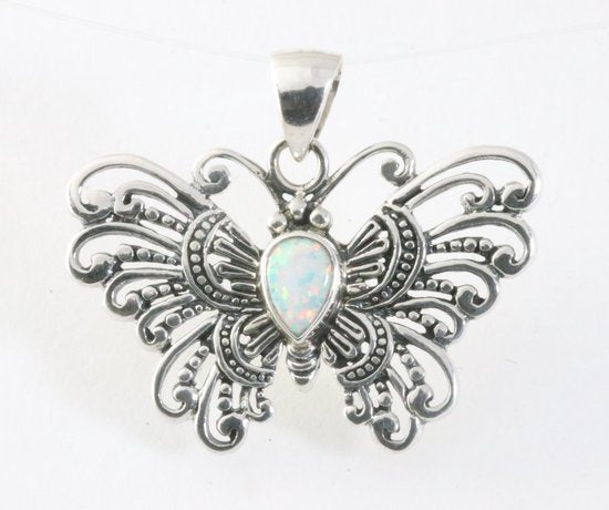 Zilveren vlinder hanger met welo opaal afbeelding 1