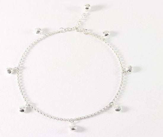 Fijne zilveren enkelband met schelpjes afbeelding 2