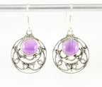 Ronde opengewerkte zilveren oorbellen met amethist afbeelding 1
