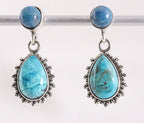 Bewerkte zilveren oorstekers met chrysocolla afbeelding 1
