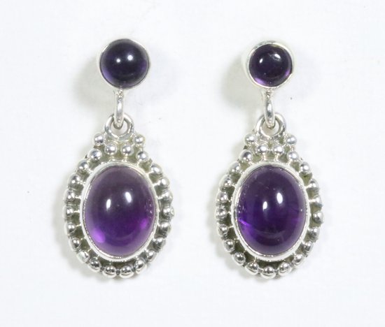 Bewerkte zilveren oorstekers met amethist afbeelding 1