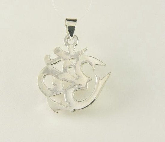 Zilveren ohm hanger aan ketting afbeelding 3