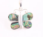 Zilveren vlinder hanger met abalone schelp afbeelding 1