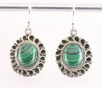 Bewerkte zilveren oorbellen met malachiet afbeelding 1
