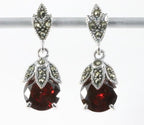 Zilveren oorstekers met granaat en marcasiet afbeelding 1