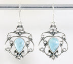 Opengewerkte zilveren oorbellen met larimar afbeelding 1