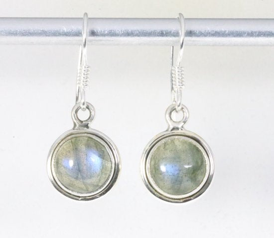 Fijne ronde zilveren oorbellen met labradoriet afbeelding 1