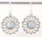 Grote opengewerkte zilveren oorbellen met larimar afbeelding 1