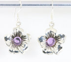 Bloemvormige zilveren oorbellen met amethist afbeelding 1