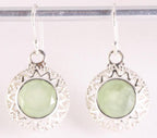 Ronde opengewerkte zilveren oorbellen met prehniet afbeelding 1