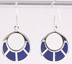 Ronde zilveren oorbellen met lapis lazuli afbeelding 1