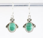 Fijne bewerkte zilveren oorbellen met malachiet afbeelding 1