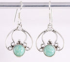Opengewerkte zilveren oorbellen met amazoniet afbeelding 1