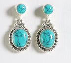 Bewerkte zilveren oorstekers met turkoois afbeelding 1