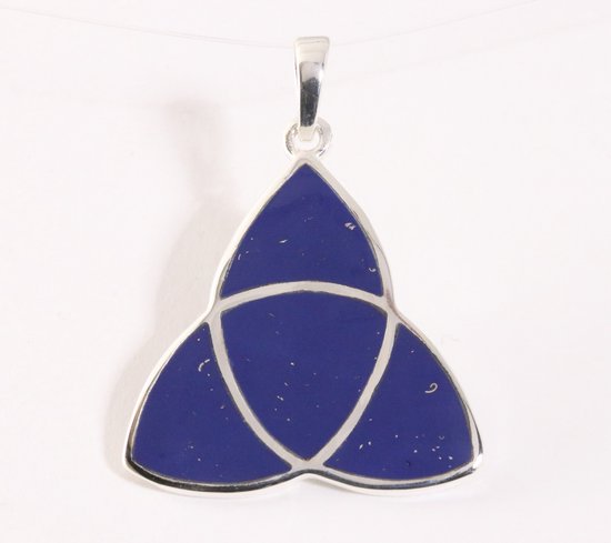 Zilveren triquetra hanger met lapis lazuli afbeelding 1