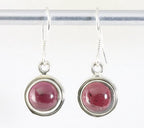 Fijne ronde zilveren oorbellen met granaat afbeelding 1