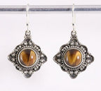 Bewerkte zilveren oorbellen met tijgeroog afbeelding 1