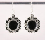 Bewerkte zilveren oorbellen met onyx afbeelding 1