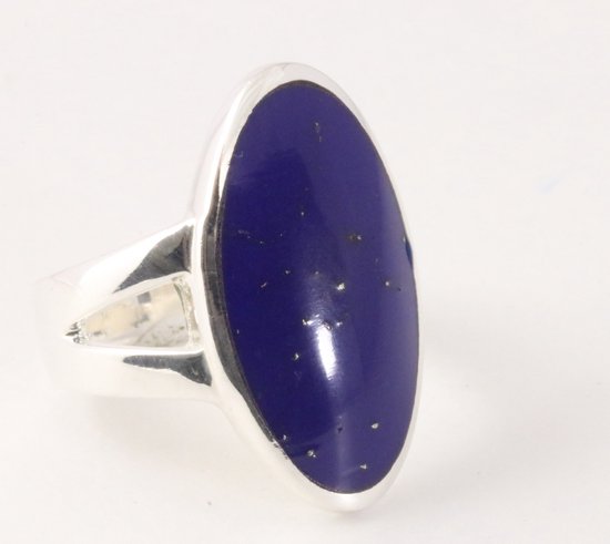 Ovale zilveren ring met lapis lazuli afbeelding 1