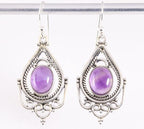 Opengewerkte zilveren oorbellen met amethist afbeelding 1