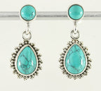 Bewerkte zilveren oorstekers met turkoois afbeelding 1