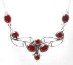 Bewerkte zilveren ketting met granaat afbeelding 1